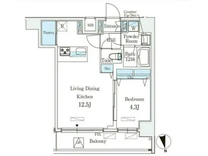 クラリティア浅草(1LDK/12階)の間取り写真
