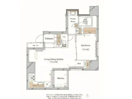 ブランシエスタ上野(1LDK/12階)の間取り写真