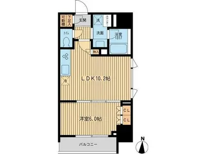 HF上野入谷レジデンス(1LDK/9階)の間取り写真