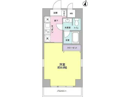 池之端加茂ビルA(1K/6階)の間取り写真