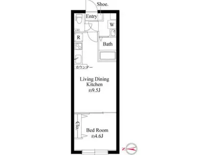ディスティーノレジデンシア荒川(1LDK/3階)の間取り写真