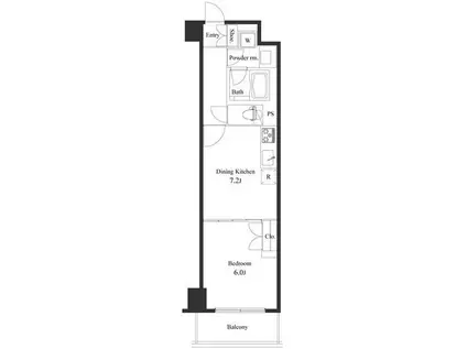 プライマル小石川(1DK/2階)の間取り写真