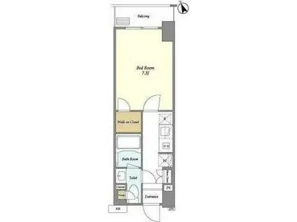 プライムアーバン台東根岸(1K/3階)の間取り写真