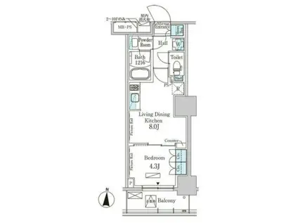 パークアクシス錦糸公園(1LDK/2階)の間取り写真