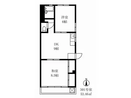 真砂マンション(2DK/3階)の間取り写真
