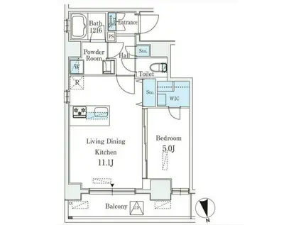 クラリティア浅草(1LDK/12階)の間取り写真
