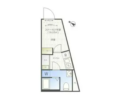 メゾンド町屋(1K/4階)の間取り写真