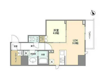 シェフルール新御徒町2(1LDK/2階)の間取り写真