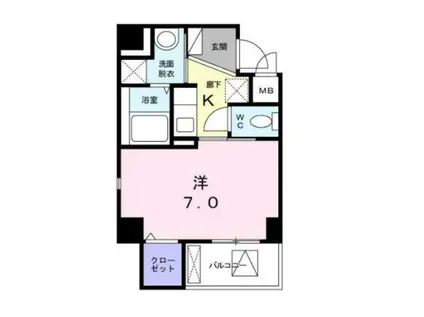 エクルベージュ入増2(1K/3階)の間取り写真