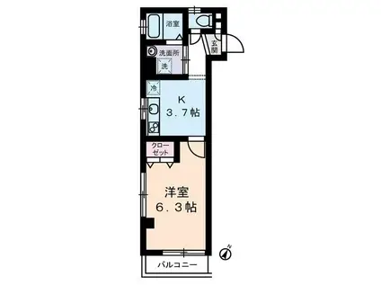 グランドール北上野(1K/4階)の間取り写真