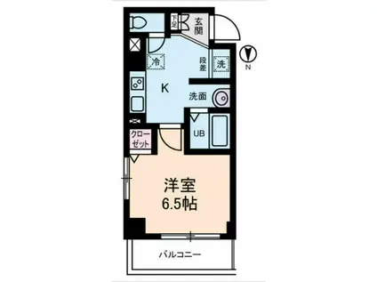 メゾンドロゼ(1K/6階)の間取り写真