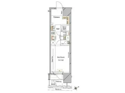 ブランシエスタ浅草蔵前(1K/3階)の間取り写真