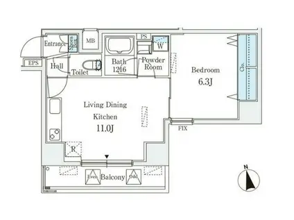 クラリティア浅草(1LDK/9階)の間取り写真