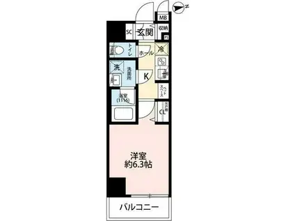 プレール・ドゥーク浅草Ⅳ(1K/2階)の間取り写真