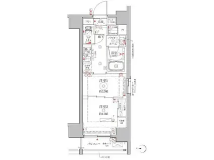 クレイシアIDZ台東竜泉(2K/9階)の間取り写真