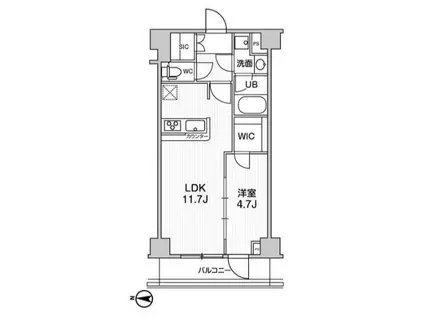 ジェノヴィア本所吾妻橋Ⅱスカイガーデン(1LDK/7階)の間取り写真