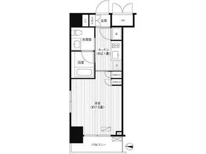 グランハイツ錦糸町(1K/11階)の間取り写真