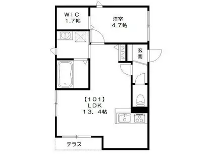HAPPINESS ノア(1LDK/1階)の間取り写真