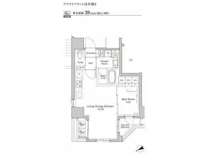 プラウドフラット浅草橋Ⅱ(1LDK/5階)の間取り写真