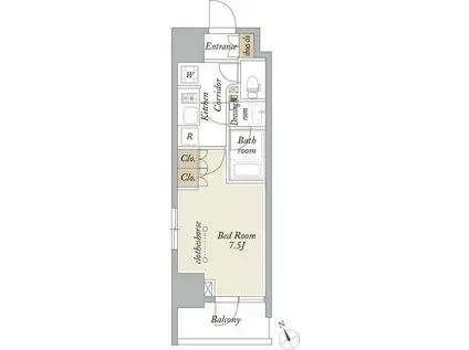 プライマル浅草言問通(1K/3階)の間取り写真