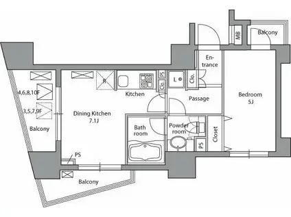 レジディア神田岩本町(ワンルーム/4階)の間取り写真