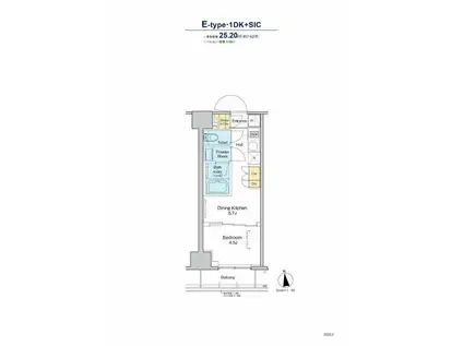 プラウドフラット浅草トレサージュ(1DK/8階)の間取り写真