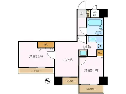 グローリア初穂千駄木(2LDK/11階)の間取り写真