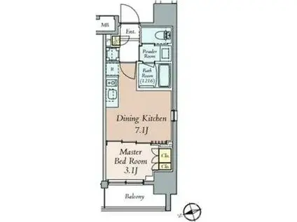 クレストコート本郷三丁目(1DK/2階)の間取り写真