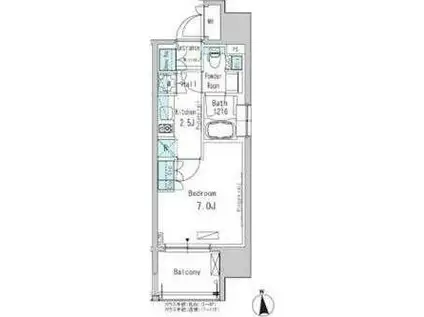 パークアクシス新御徒町イースト(1K/4階)の間取り写真