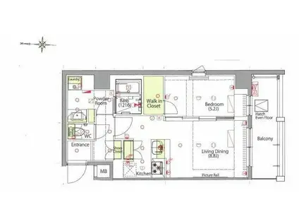 プレセダンヒルズ三ノ輪(1LDK/3階)の間取り写真