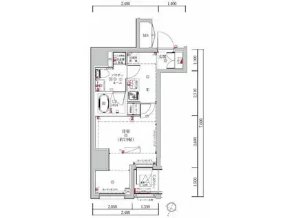 LUMEED勝どき(1K/4階)の間取り写真