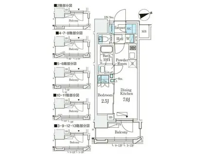 リビオメゾン御茶ノ水イースト(1DK/9階)の間取り写真