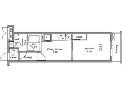 レジディア入谷(1DK/7階)の間取り写真