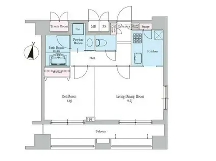 レジディア文京音羽Ⅱ(1LDK/6階)の間取り写真