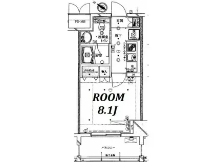 ライジングプレイス浅草弐番館(1K/4階)の間取り写真