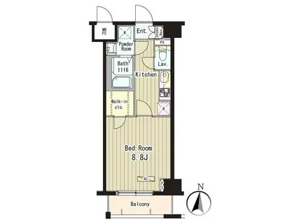 フォンターナ入谷(1K/5階)の間取り写真