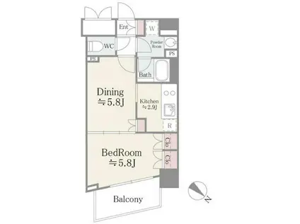 ステラメゾン茗荷谷(1DK/13階)の間取り写真