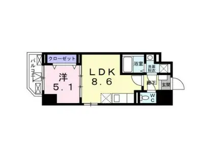 ヴィラ フェリシア 小台橋(1LDK/6階)の間取り写真