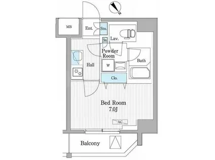 パティオスクエア御茶ノ水(1K/8階)の間取り写真