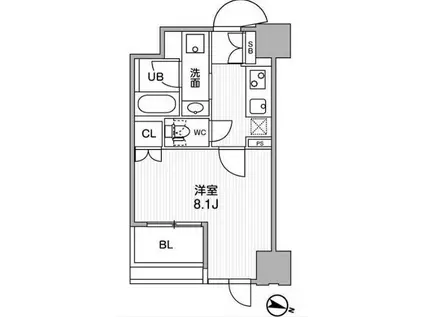 東神田テラスレジデンス(1K/5階)の間取り写真