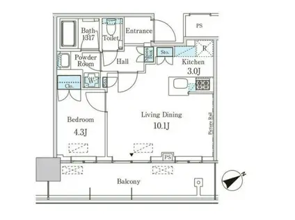 JP NOIE 蔵前(1LDK/22階)の間取り写真