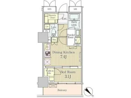 パークアクシス御茶ノ水(1DK/3階)の間取り写真