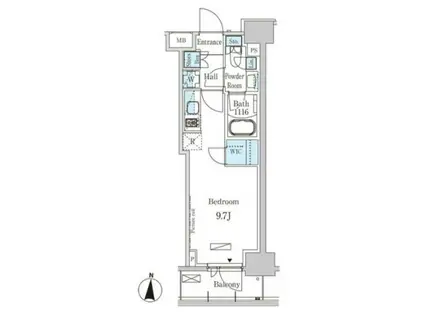 パークアクシス錦糸町ウエスト(ワンルーム/2階)の間取り写真