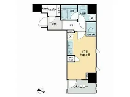 ライオンズ千代田岩本町ミレス-KDA(ワンルーム/5階)の間取り写真