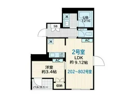 SKULD墨田緑(1LDK/2階)の間取り写真