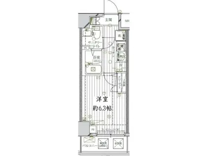 レガリス北千住(1K/2階)の間取り写真