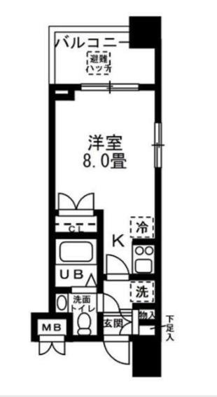 レジディア錦糸町(ワンルーム/2階)の間取り写真