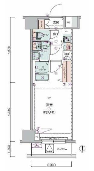 GENOVIA錦糸町ⅡSKYGARDEN(1K/6階)の間取り写真