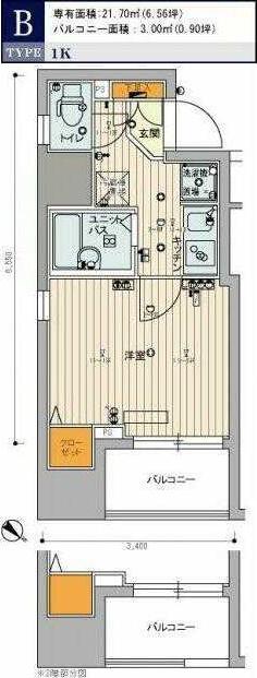 スカイコート本郷東大前2(1K/11階)の間取り写真