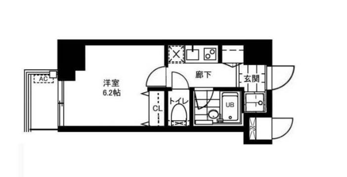 レジディア文京本郷Ⅱ(1K/6階)の間取り写真